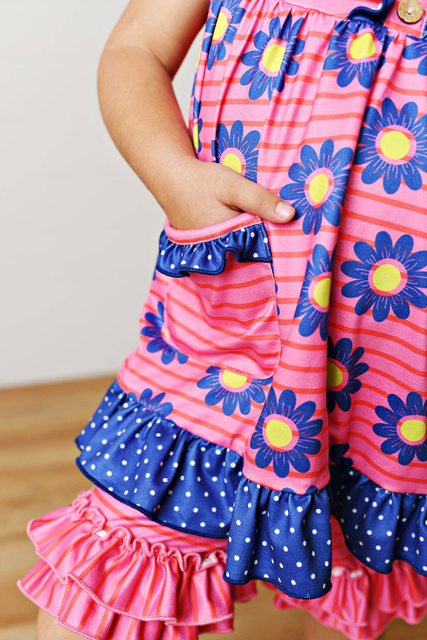 Hot Pink Daisy Pocket Ruffles Short Set