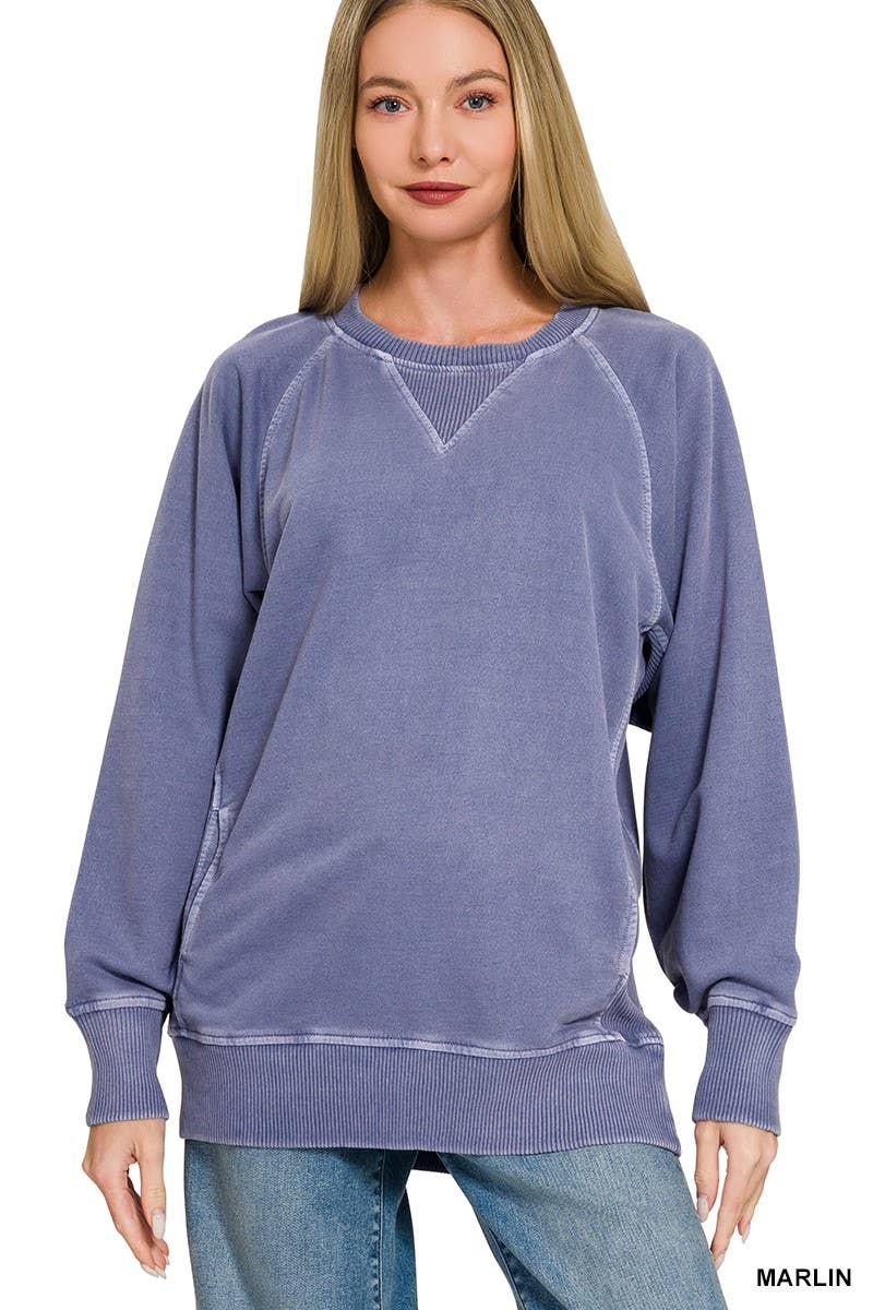 Pigment Dyed French Terry Pullover With Pockets