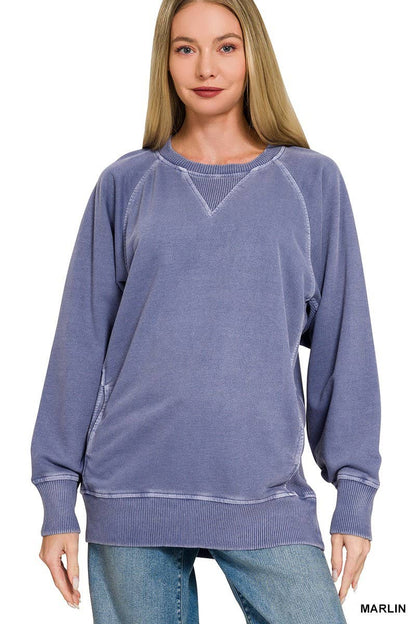 Pigment Dyed French Terry Pullover With Pockets
