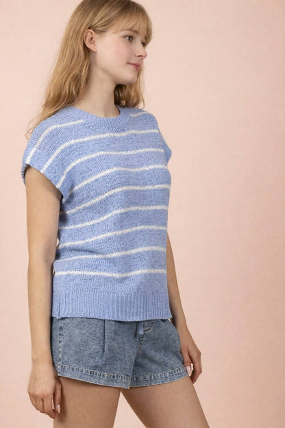 Striped Knit Sweater Vest Top