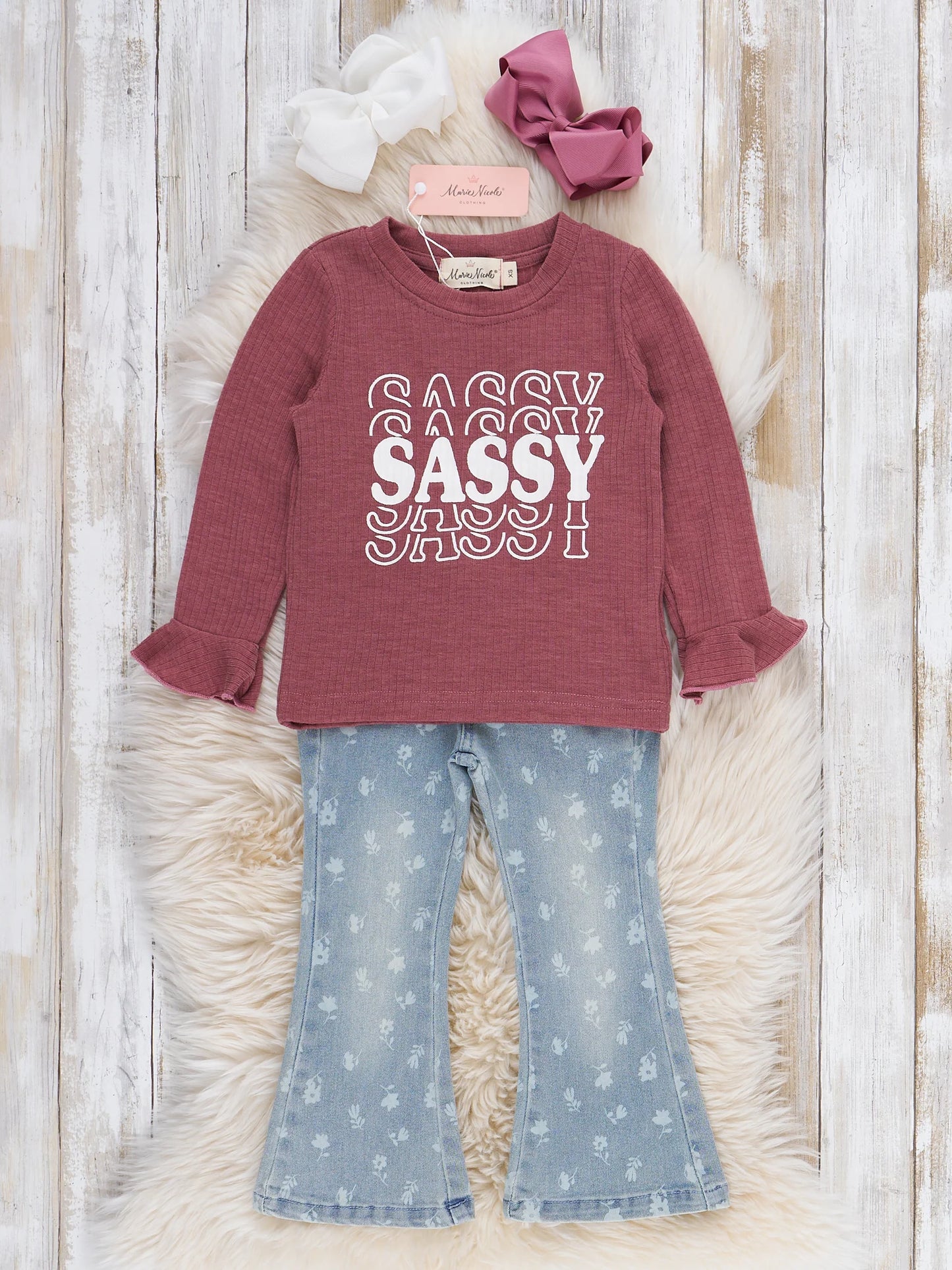 "SASSY" Denim Bell Bottom Outfit