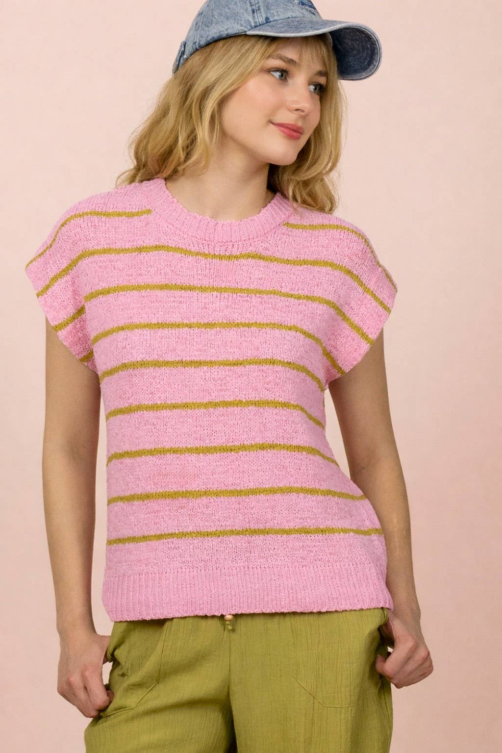 Striped Knit Sweater Vest Top