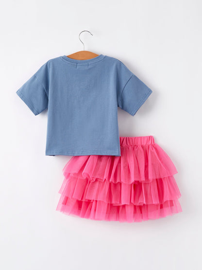 4th of july  “MERICA”Top Girls Gauze Skirt