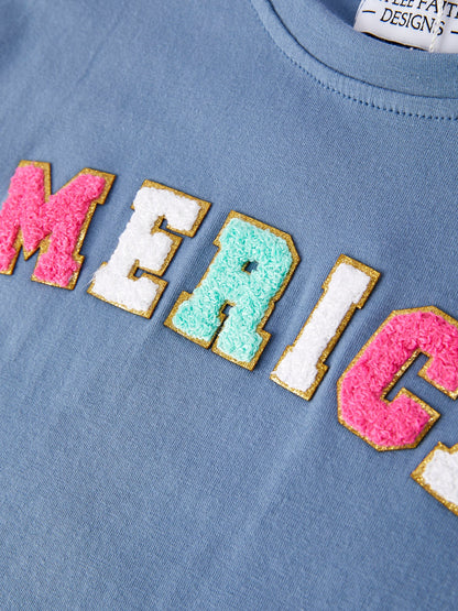 4th of july  “MERICA”Top Girls Gauze Skirt