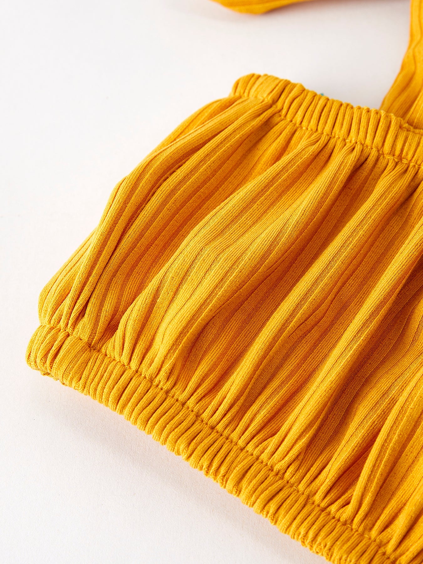 Spring Summer Yellow Bow Suspender Vest And Floral Bloomers Set