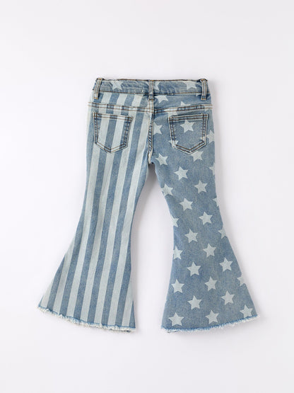 4th of July Patriotic Star Stripe Flare Jeans