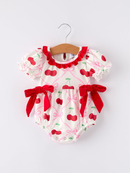 Cherry Bow Girls' Romper