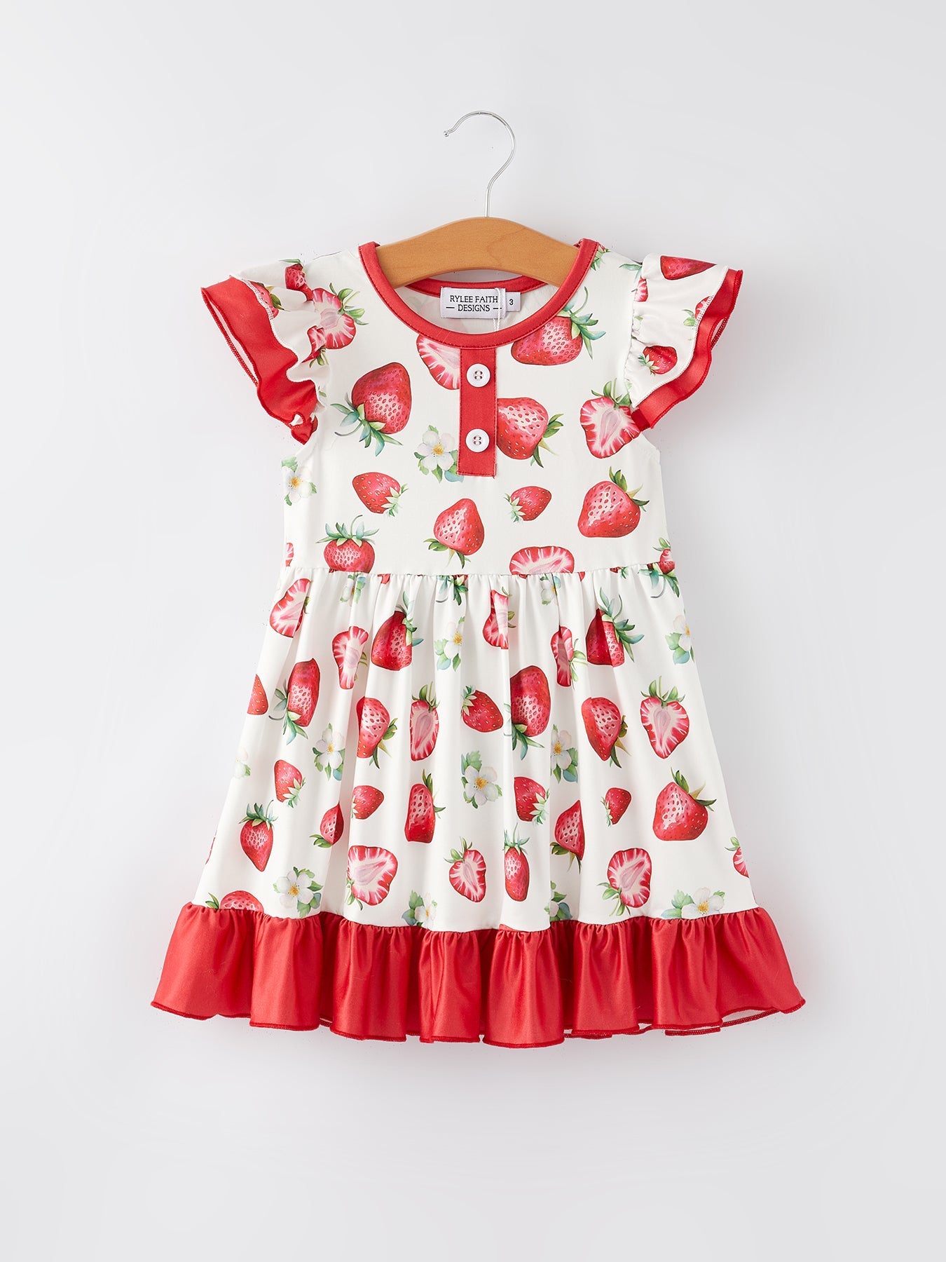 Strawberry Ruffle Girls Dress