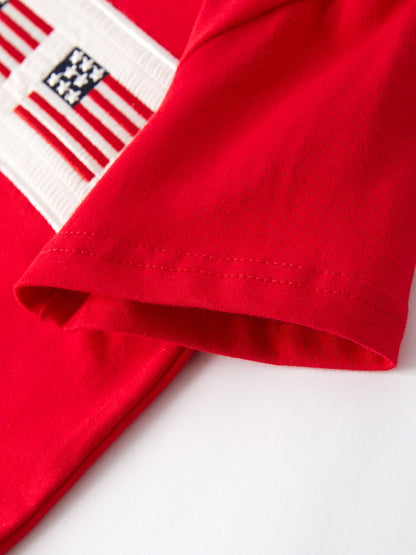 4th of july Flag Embroidery Smocking Boys Set