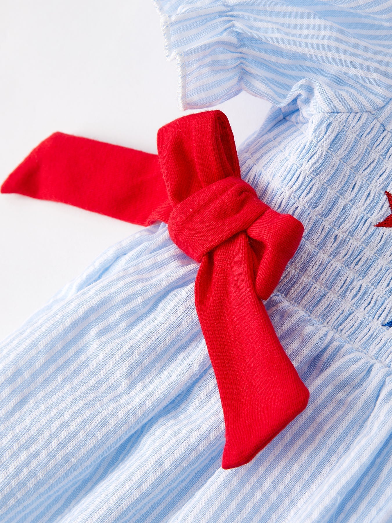 4th of july Girls' Smocking Star Embroidered Dress