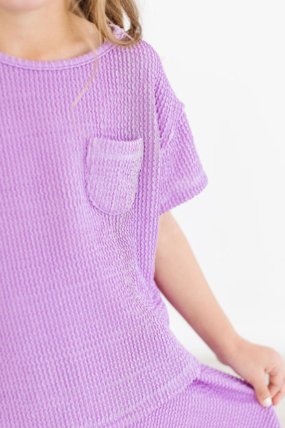 Bright Lilac Scrunchy Pocket Tee
