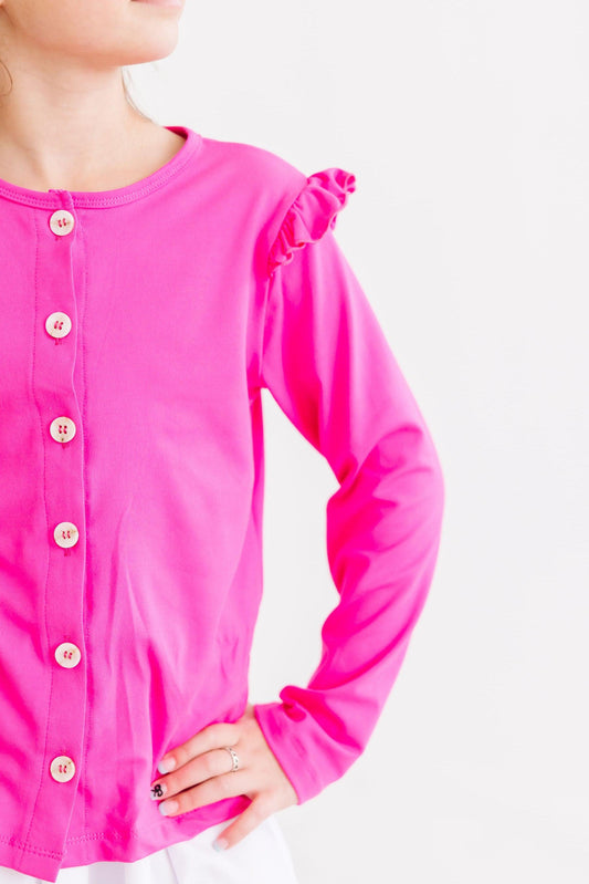 Hot Pink Ruffle Cardigan