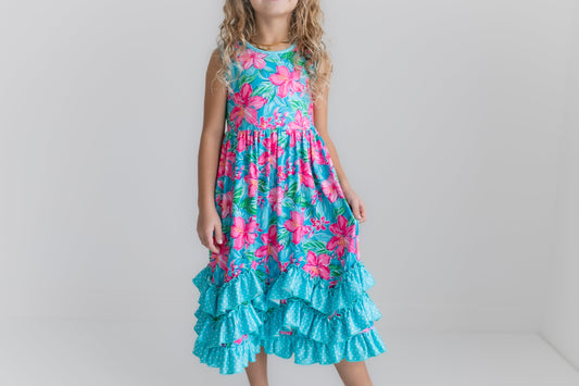 Tropical 3 Ruffle Dress