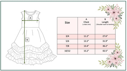 3 Tiered Green Tropical Ruffles Dress