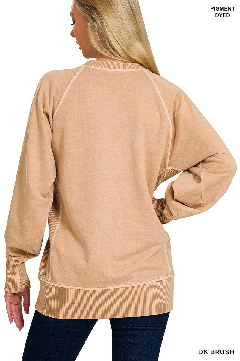 Pigment Dyed French Terry Pullover With Pockets
