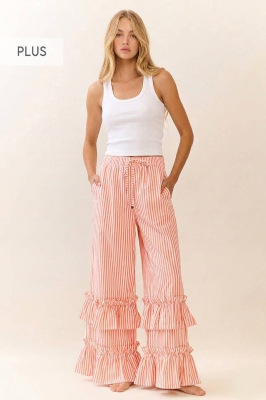 Plus Striped Pull-on Maxi Pants