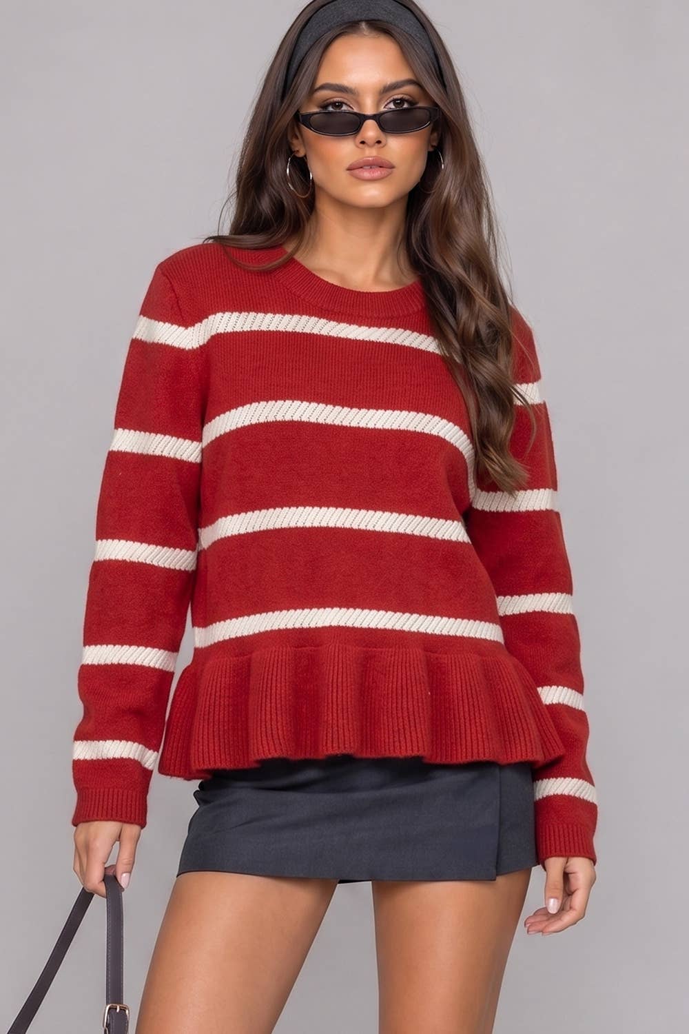 Stripe Peplum Knit Sweater