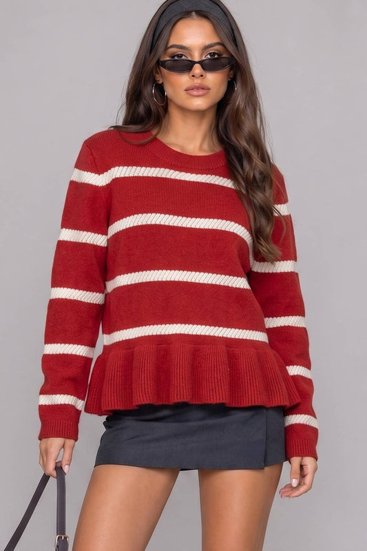 Stripe Peplum Knit Sweater