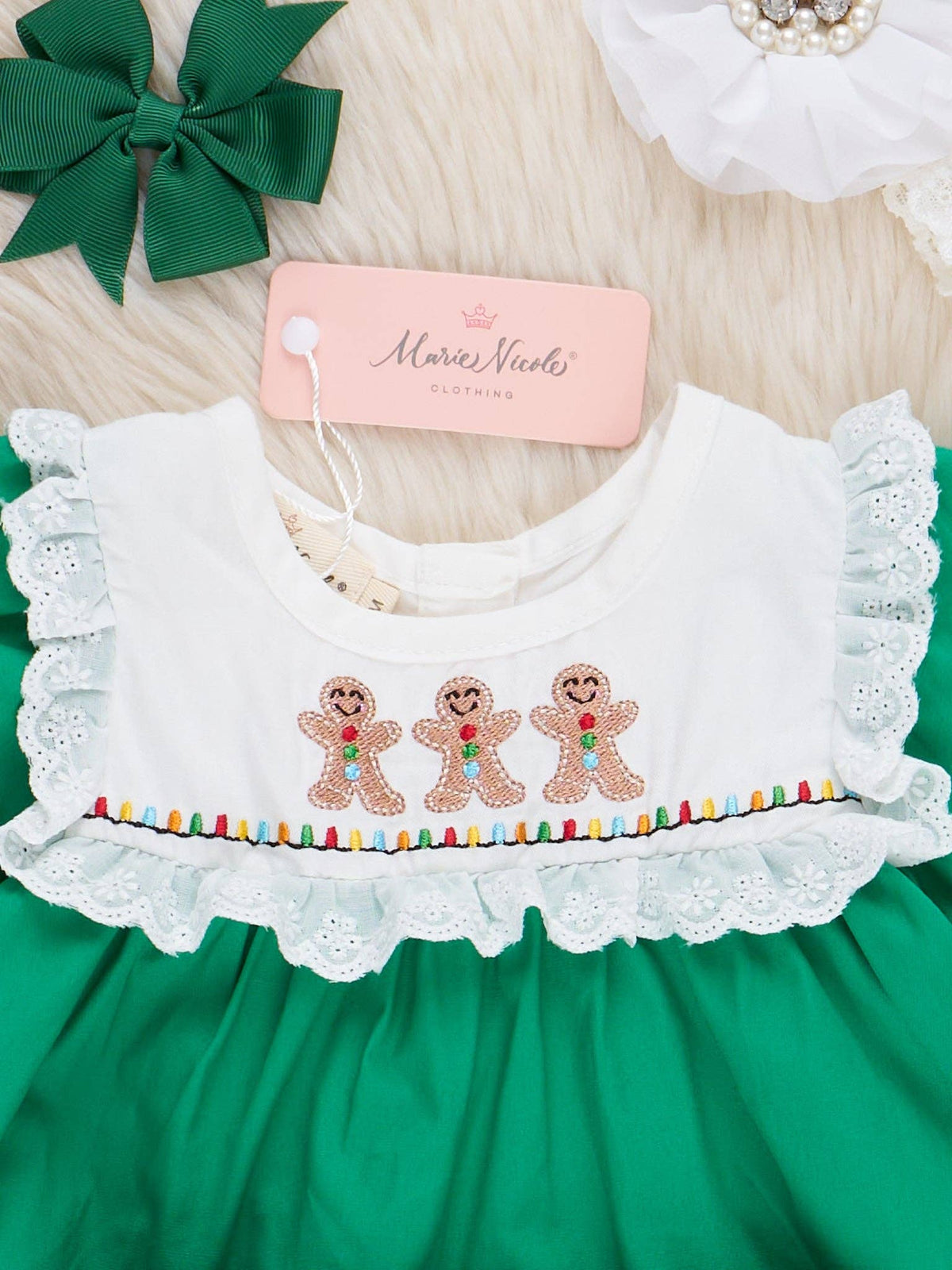 Embroidered Gingerbread Friends Bloomers Outfit