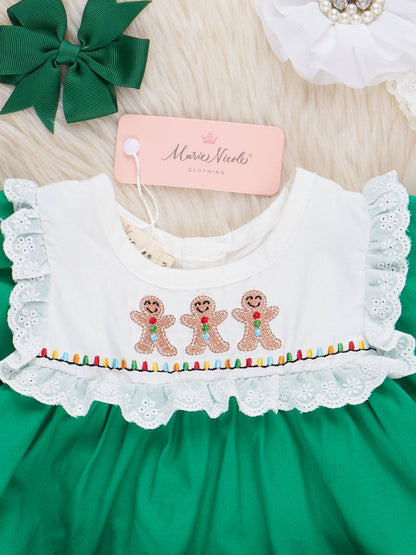 Embroidered Gingerbread Friends Bloomers Outfit