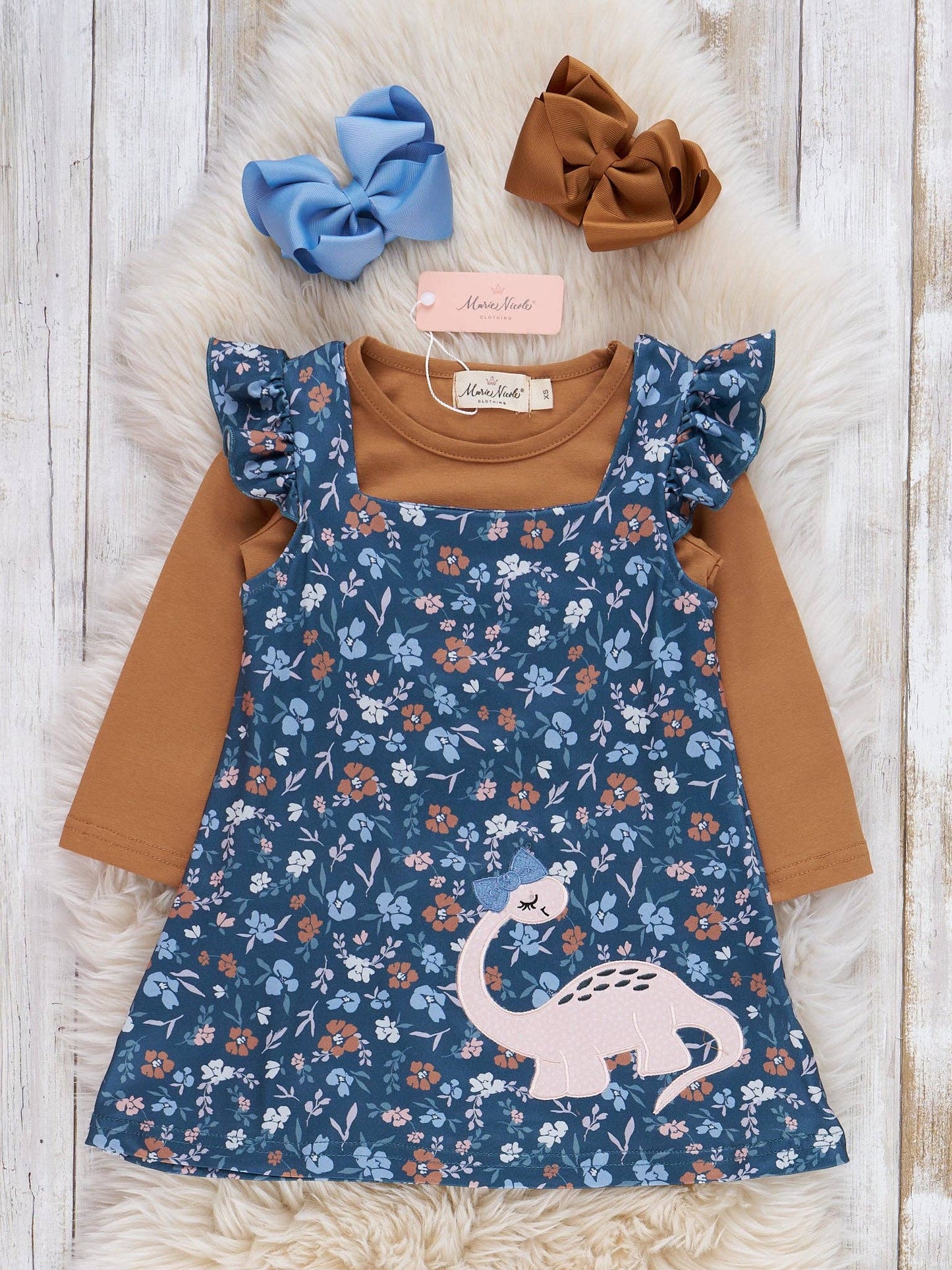 Dino Petal Embroidered Ruffle Dress