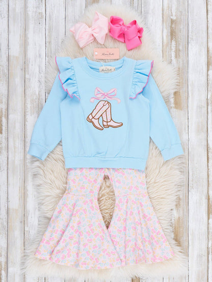Boots & Bows Floral Bell-Bottom Outfit
