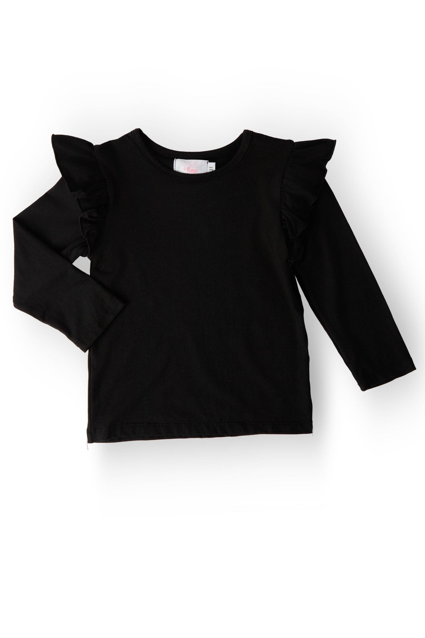 Black L/S Ruffle Tee