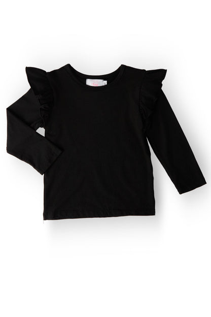 Black L/S Ruffle Tee