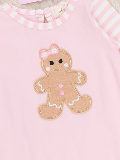 Christmas Gingerbread Romper Pajamas - Pink