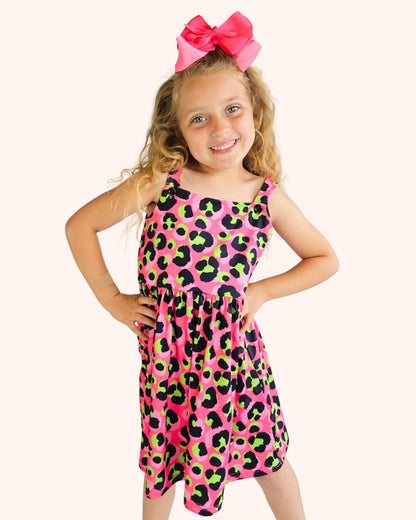 SALE Neon Leopard – Button Strap Dress