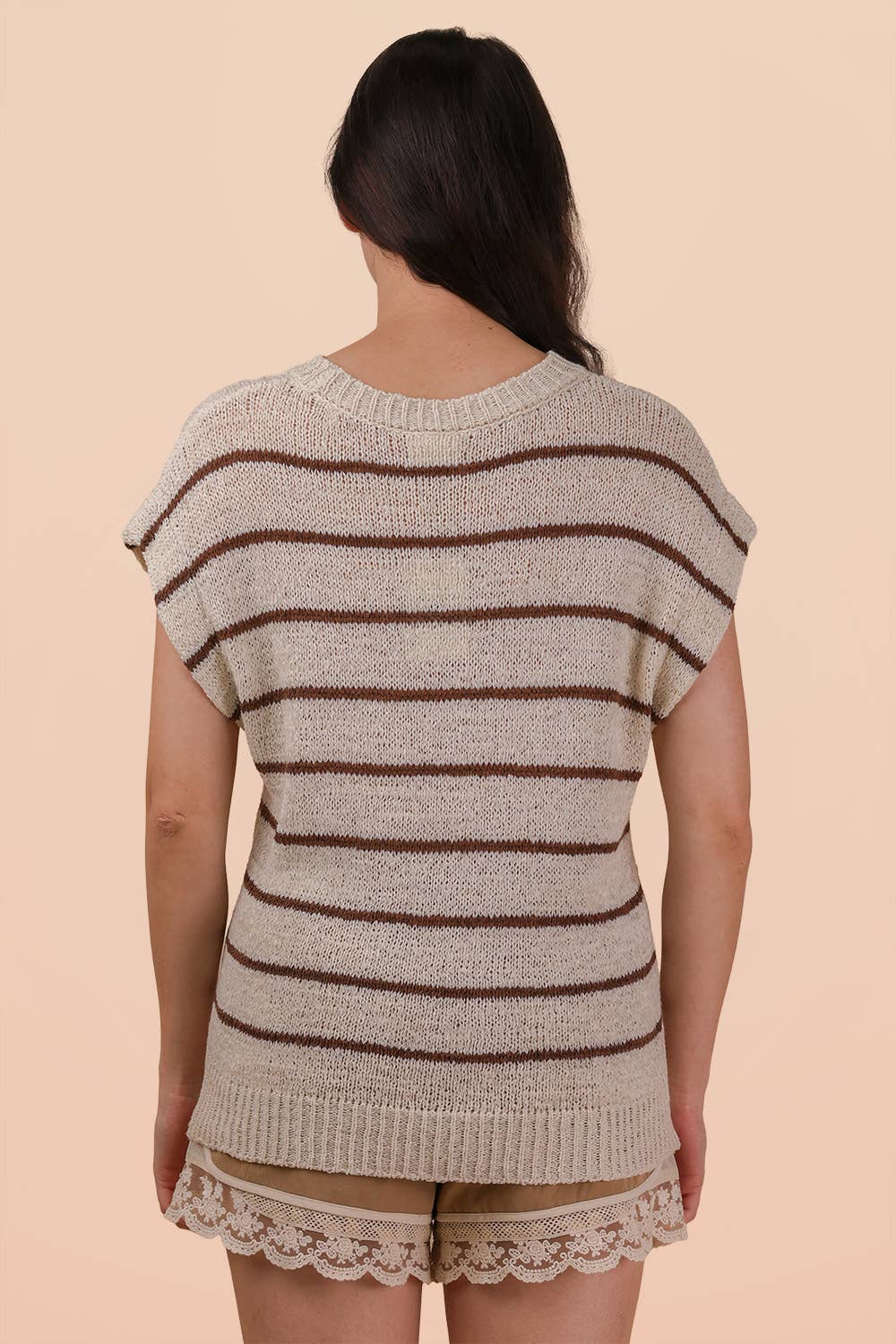 Striped Knit Sweater Vest Top