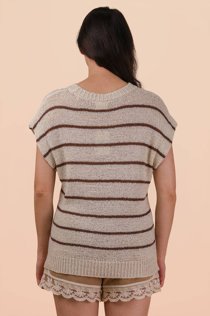 Striped Knit Sweater Vest Top