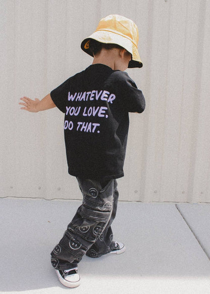 Smiley Face Baggy Jeans Black