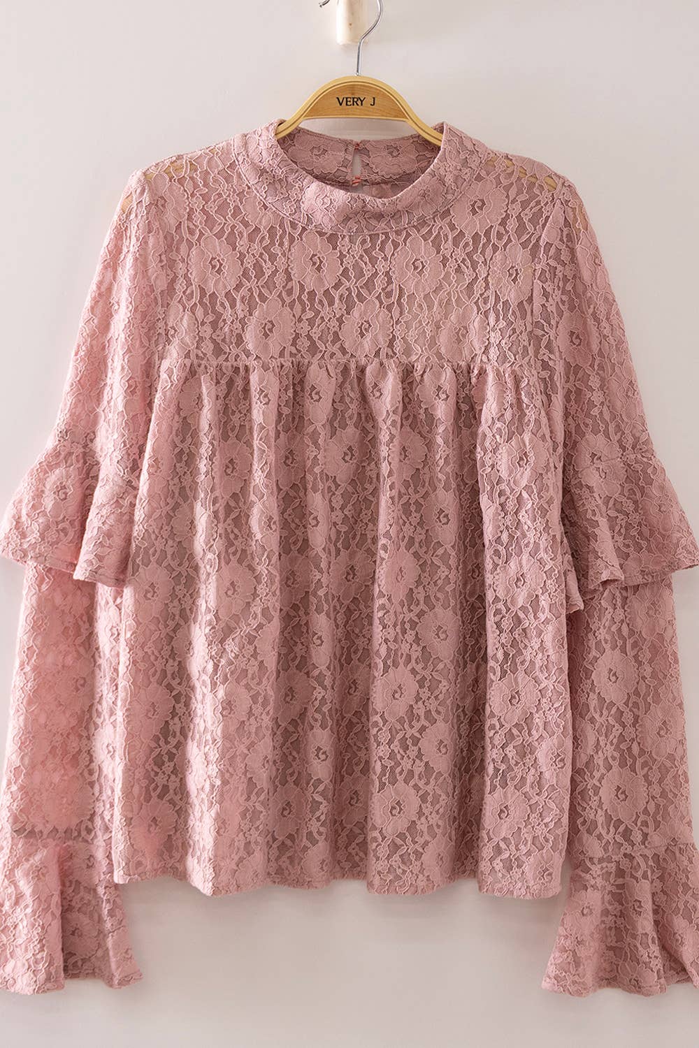 Lace Babydoll Mock Neck Top