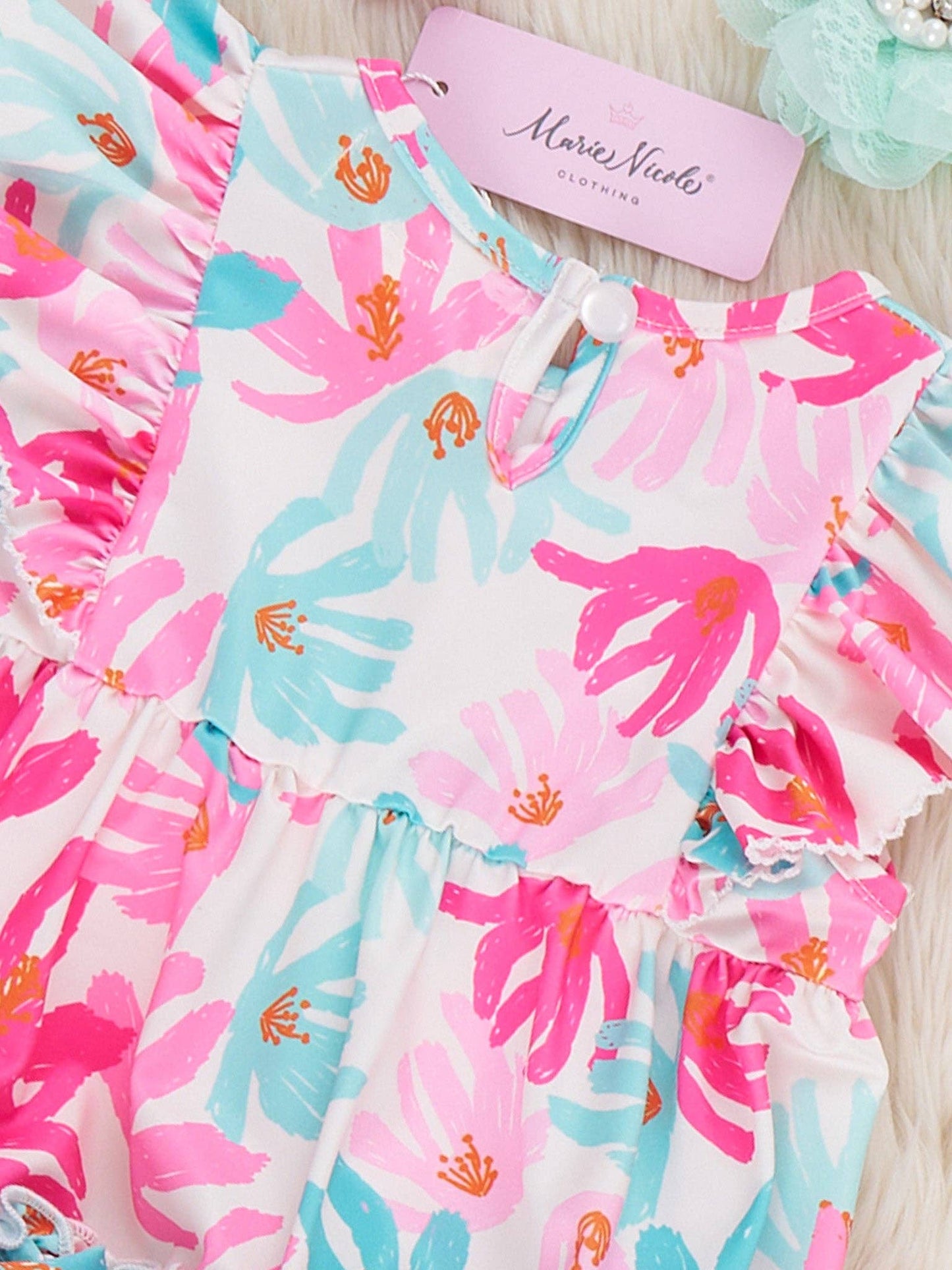 Ruffle Bubble Romper - Hibiscus