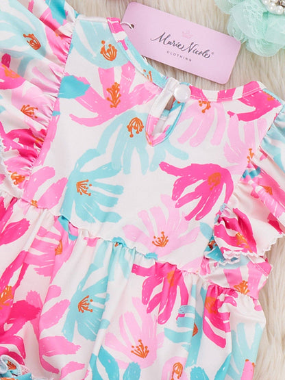 Ruffle Bubble Romper - Hibiscus