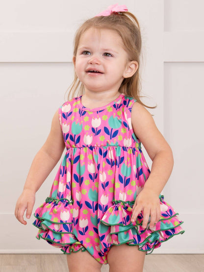 Ruffle Bubble Romper - Tulip
