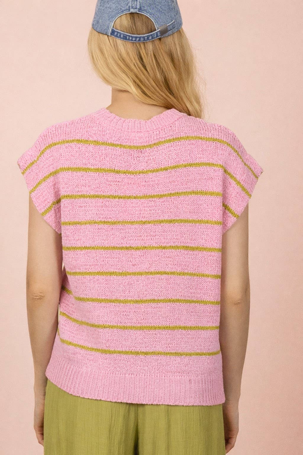Striped Knit Sweater Vest Top