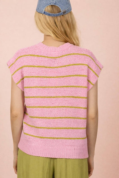 Striped Knit Sweater Vest Top
