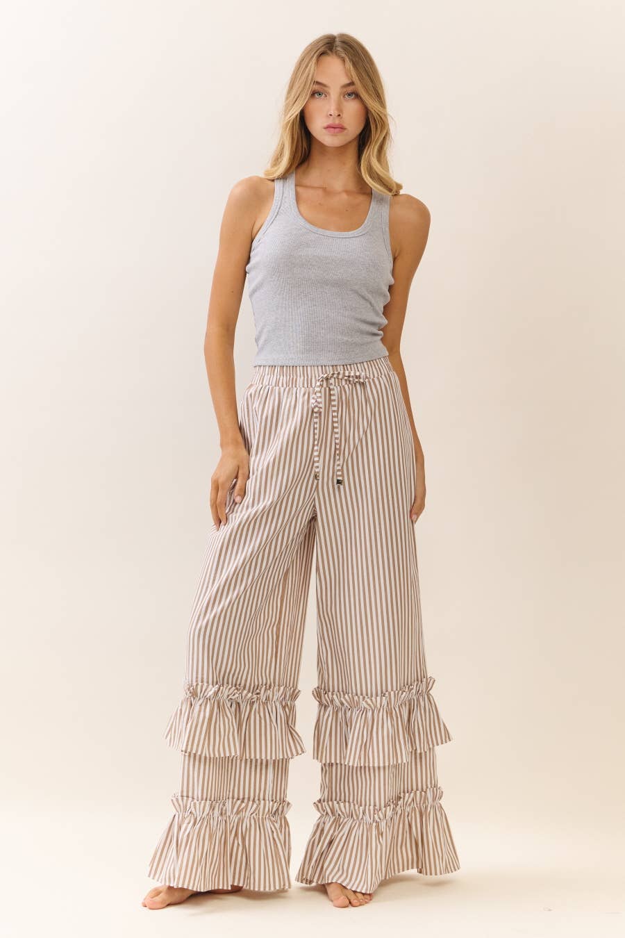 Plus Striped Pull-on Maxi Pants