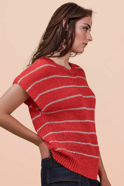 Striped Knit Sweater Vest Top