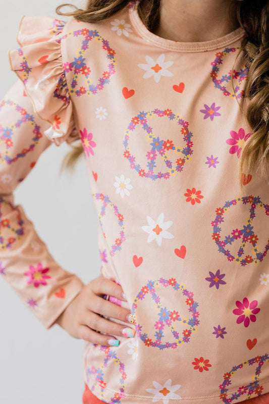 SALE Flower Child L/S Ruffle Tee