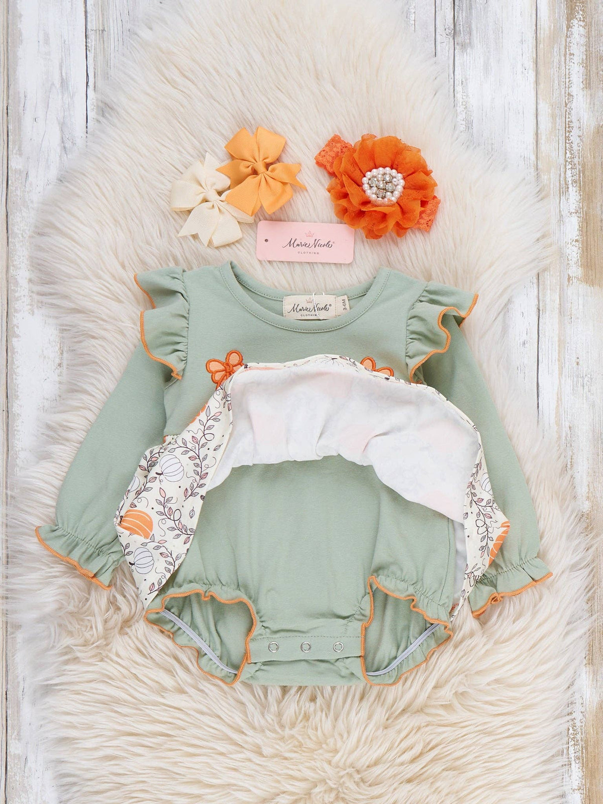 Pumpkin Patch Embroidered Bubble Romper