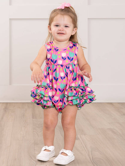 Ruffle Bubble Romper - Tulip