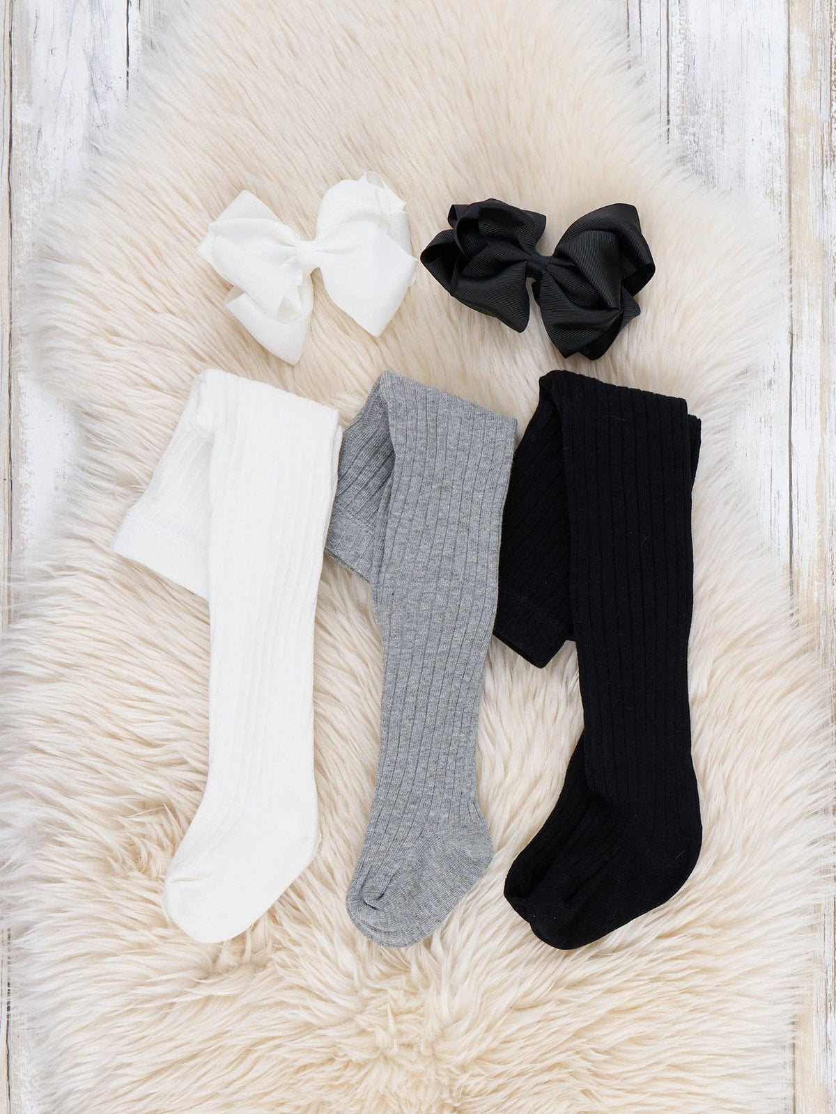 Classic Ribbed Tights - White