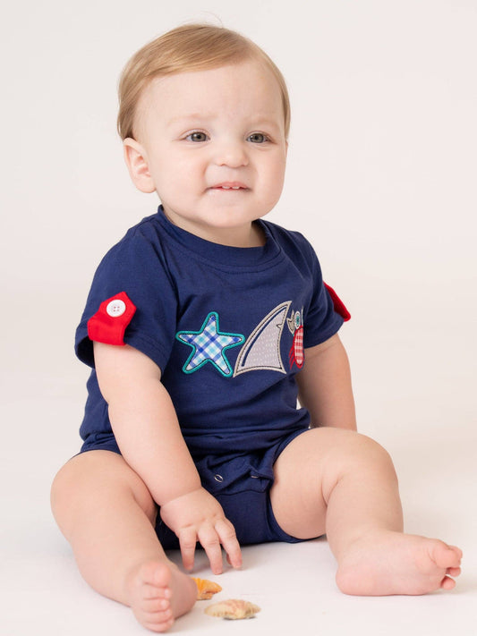 Tiny Tide Crab & Star Embroidered Bubble Romper