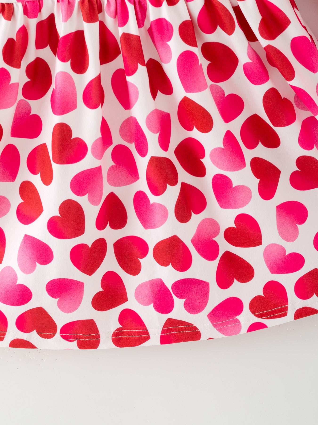 Toddler Girls Valentine Party Dress – Red Pink Ruffle Sleeve Dress