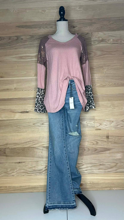 Melanie Waffle Knit V-Neck Tunic