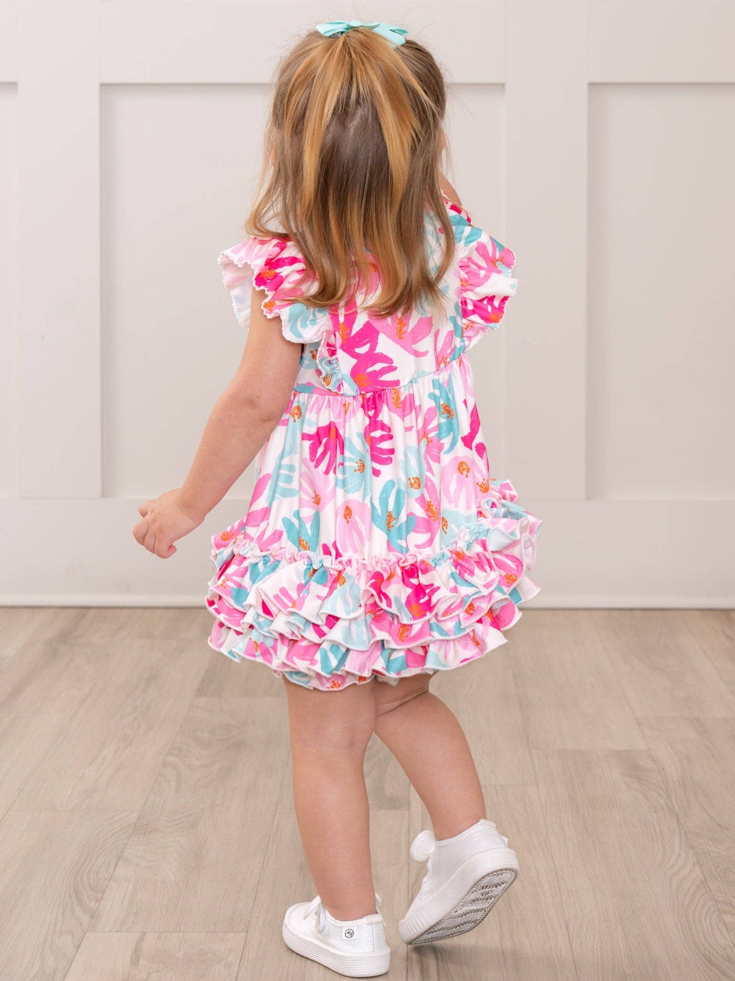 Ruffle Bubble Romper - Hibiscus