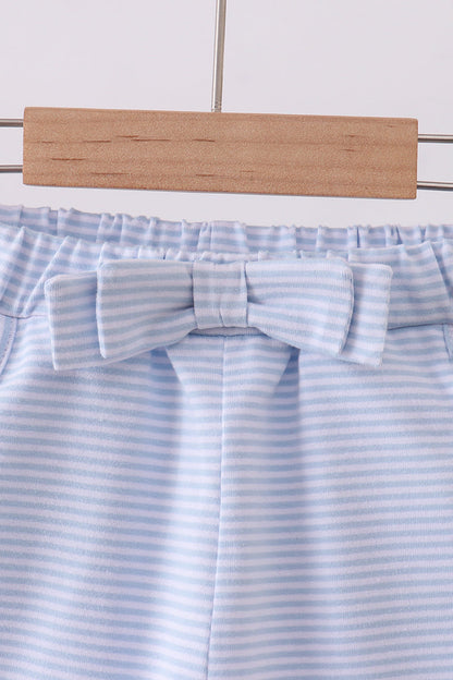 Premium Blue & white stripe bow shorts